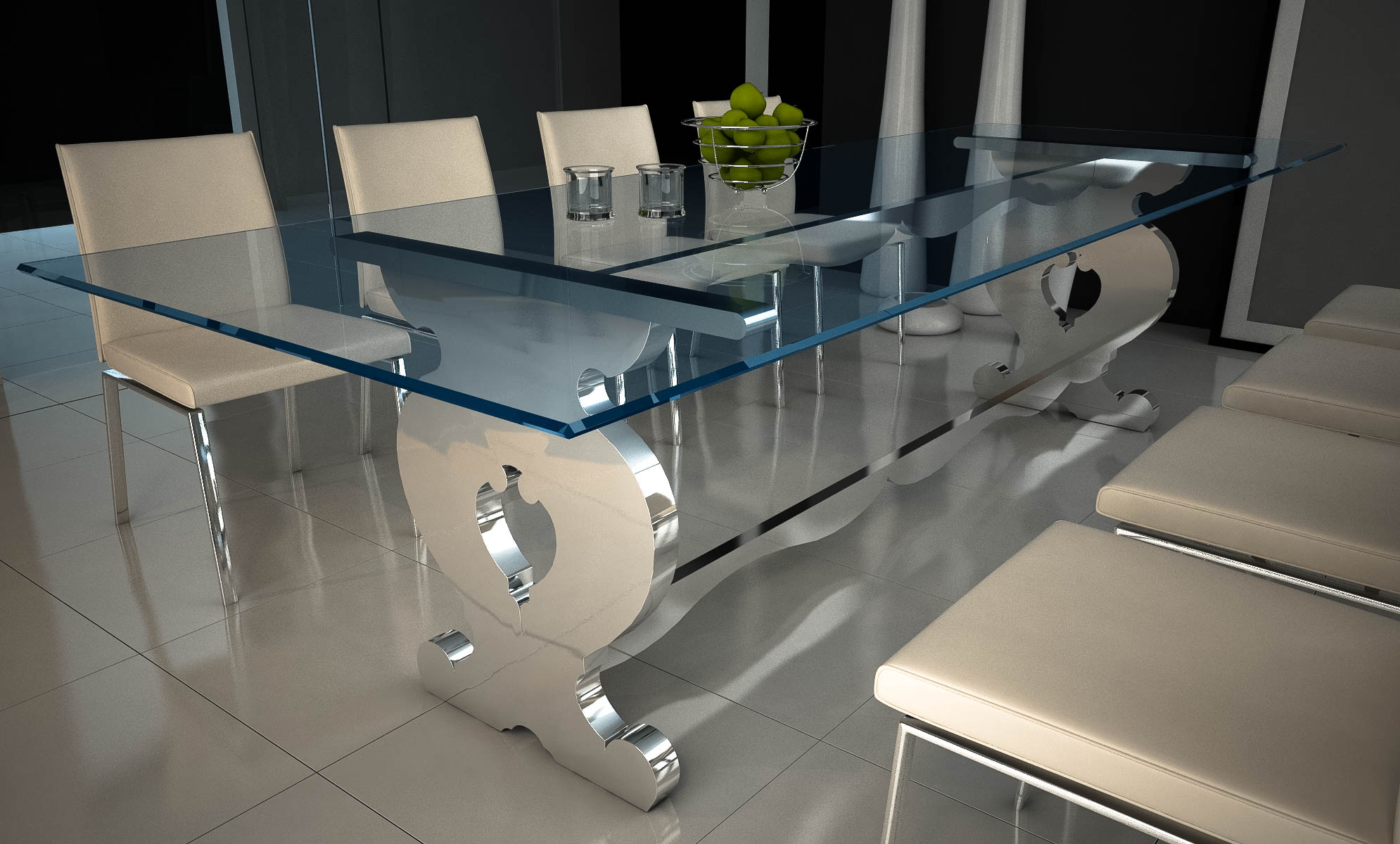Edelstahl-Glas-Tisch