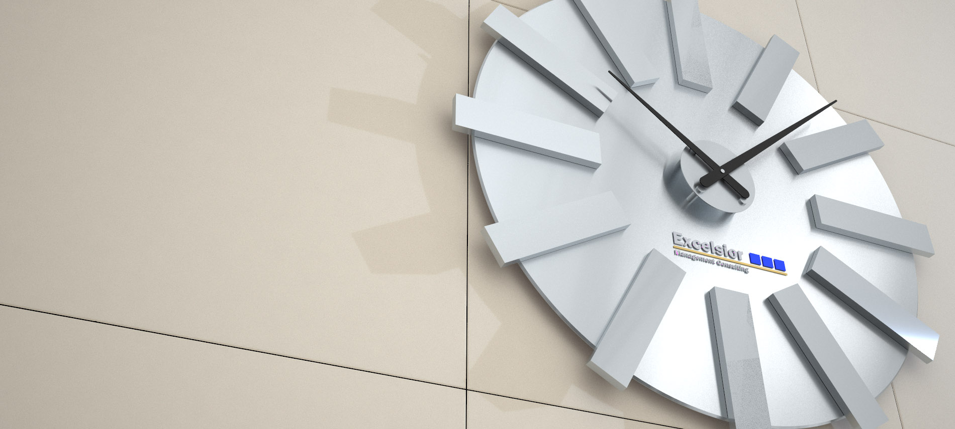 Individuelle Edelstahl-Wanduhr im Empfangsbereich
